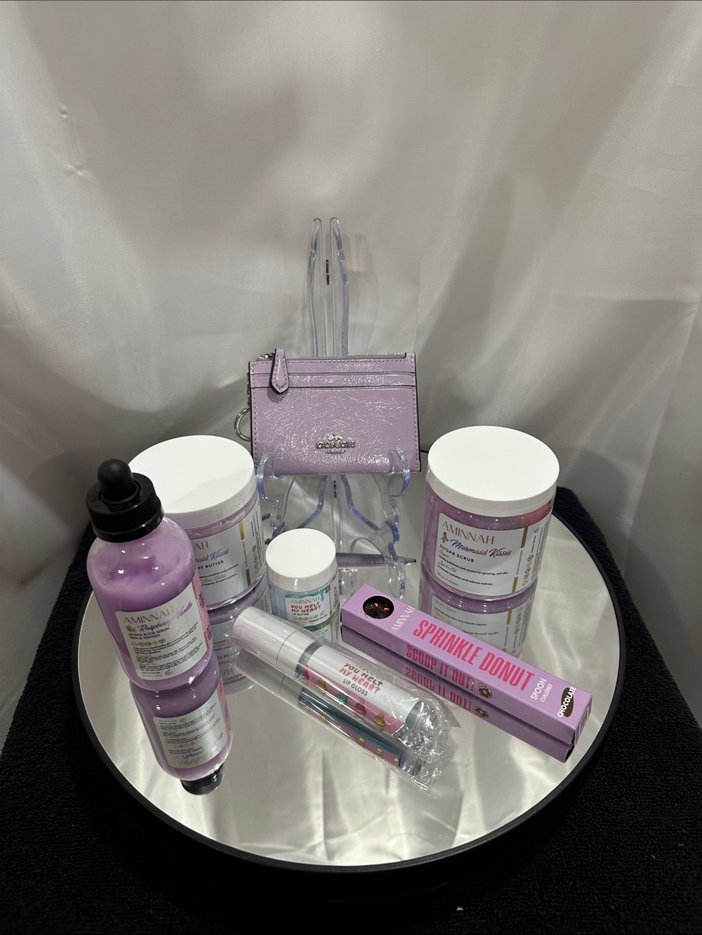 Coach Lilac Patent Card Holder with Key Ring NWT & Aminnah bundle